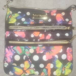 Betsey Johnson Black Crossbody Bag with Playful Polka Dots